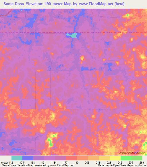 Santa Rosa,Brazil Elevation Map