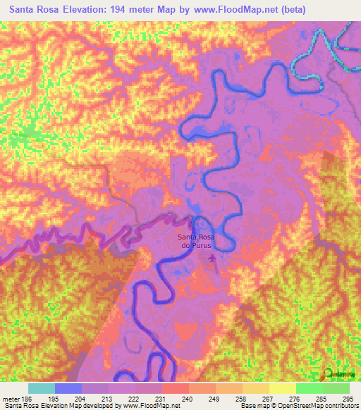 Santa Rosa,Brazil Elevation Map