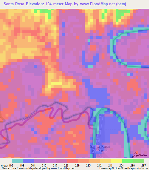 Santa Rosa,Brazil Elevation Map