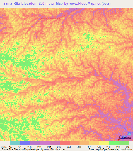 Santa Rita,Brazil Elevation Map