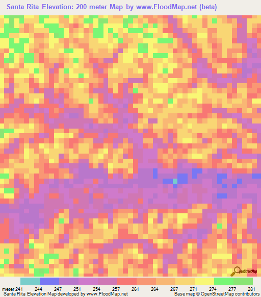 Santa Rita,Brazil Elevation Map