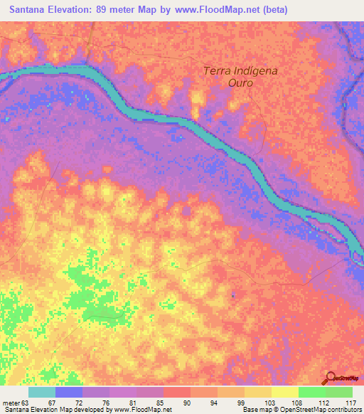 Santana,Brazil Elevation Map