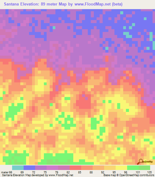 Santana,Brazil Elevation Map