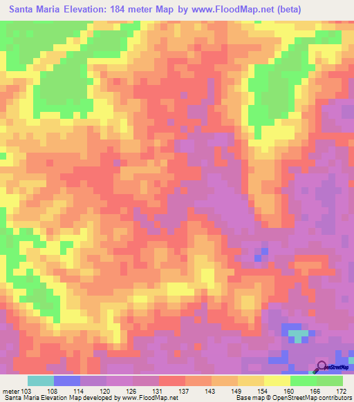 Santa Maria,Brazil Elevation Map