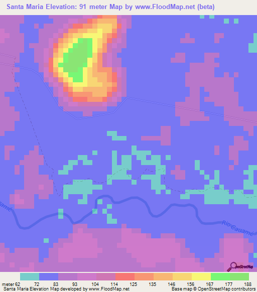 Santa Maria,Brazil Elevation Map