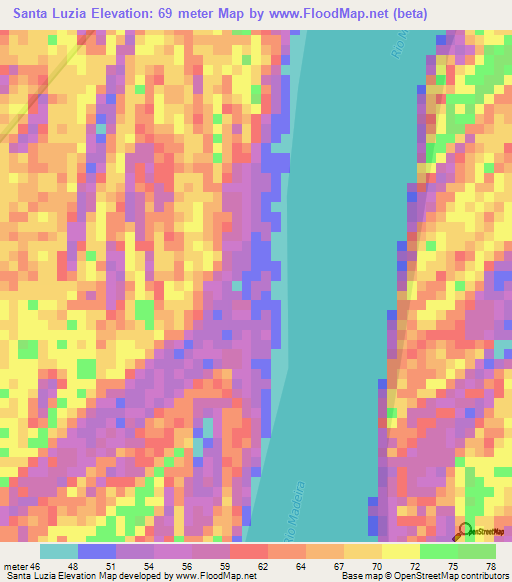 Santa Luzia,Brazil Elevation Map