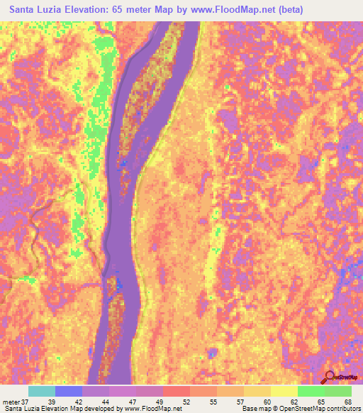 Santa Luzia,Brazil Elevation Map