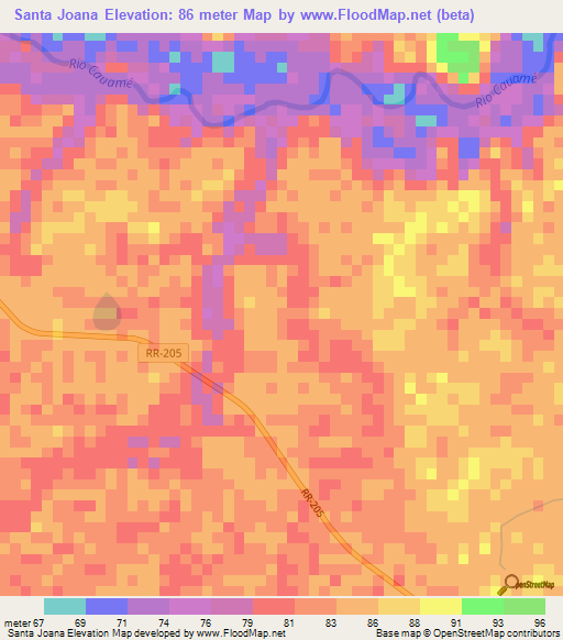 Santa Joana,Brazil Elevation Map