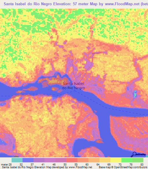 Santa Isabel do Rio Negro,Brazil Elevation Map