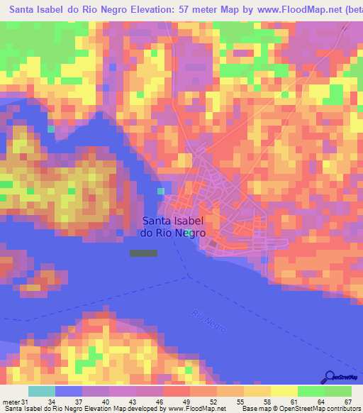 Santa Isabel do Rio Negro,Brazil Elevation Map