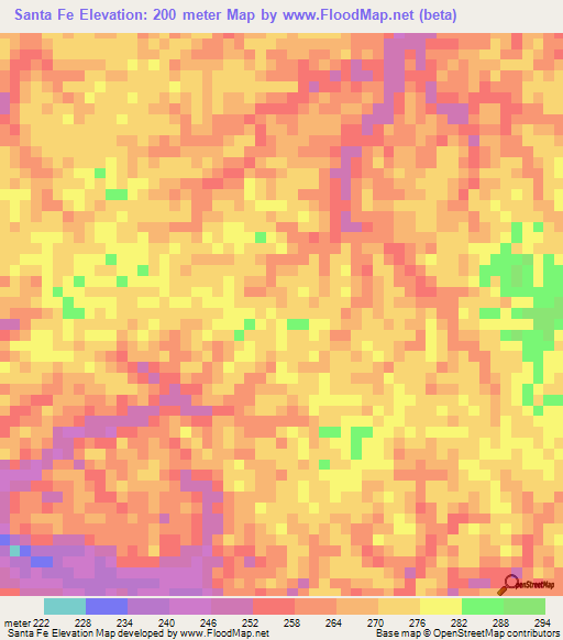 Santa Fe,Brazil Elevation Map