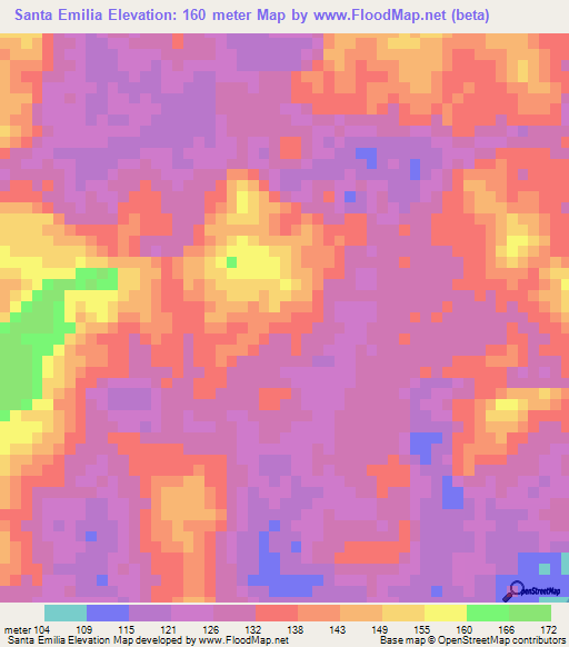 Santa Emilia,Brazil Elevation Map