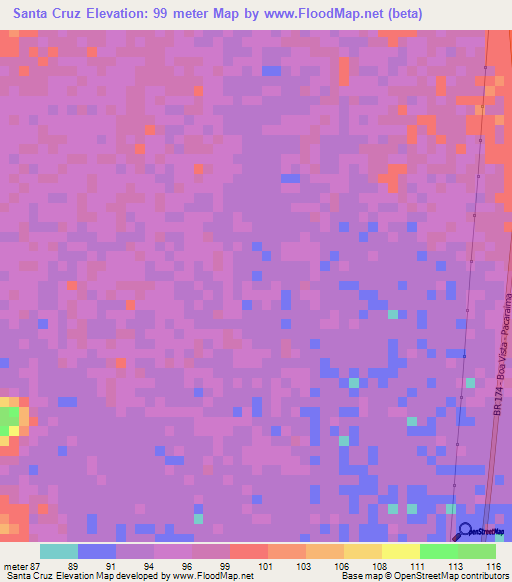 Santa Cruz,Brazil Elevation Map