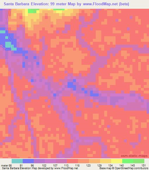 Santa Barbara,Brazil Elevation Map