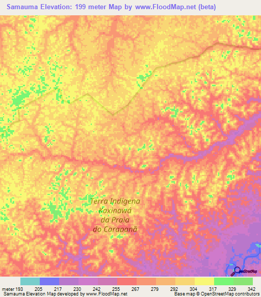 Samauma,Brazil Elevation Map