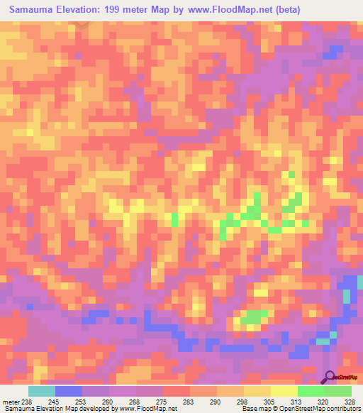 Samauma,Brazil Elevation Map