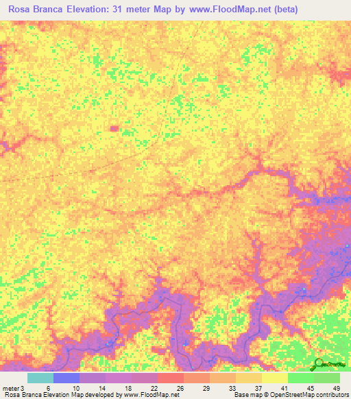 Rosa Branca,Brazil Elevation Map