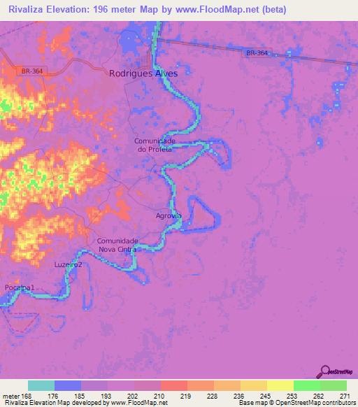 Rivaliza,Brazil Elevation Map