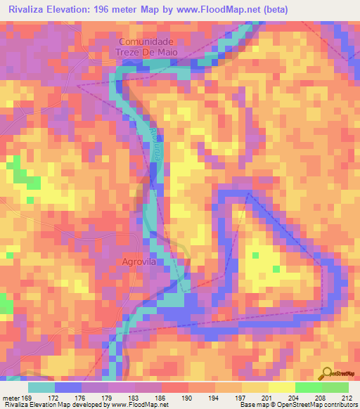 Rivaliza,Brazil Elevation Map