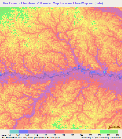 Rio Branco,Brazil Elevation Map