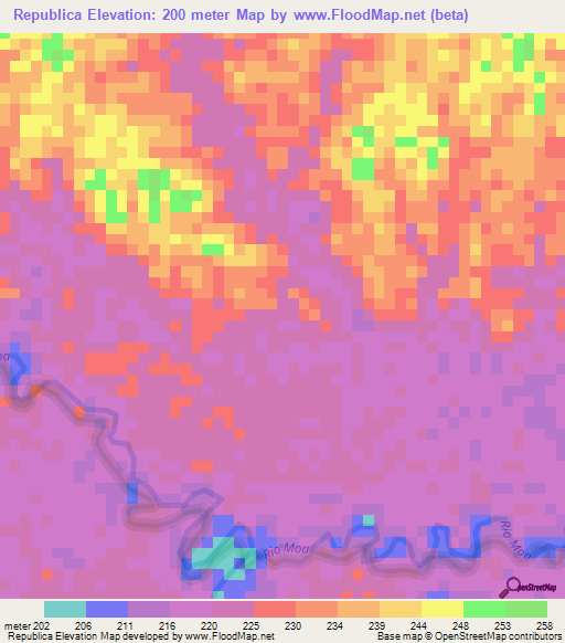 Republica,Brazil Elevation Map