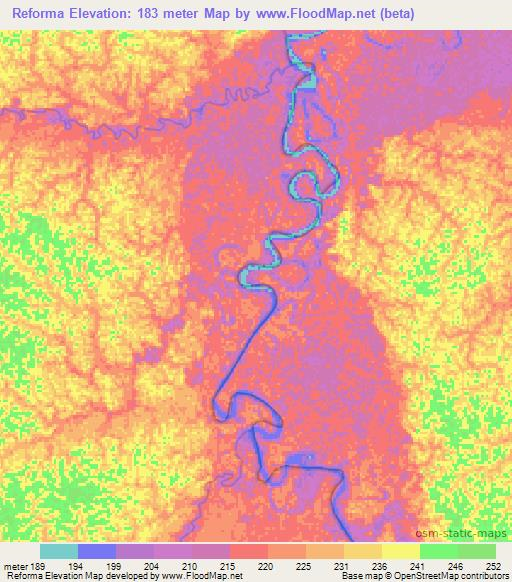 Reforma,Brazil Elevation Map