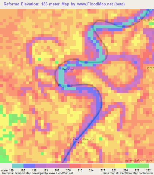 Reforma,Brazil Elevation Map