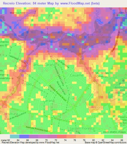 Recreio,Brazil Elevation Map