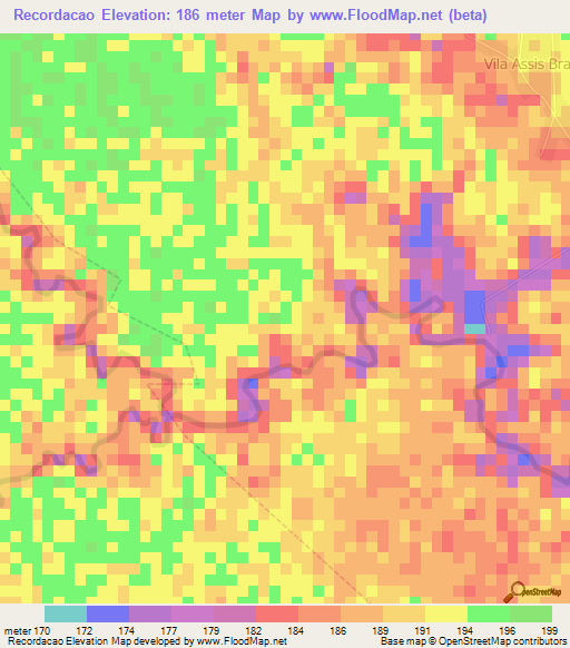 Recordacao,Brazil Elevation Map