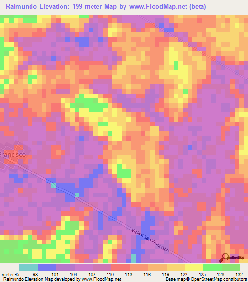 Raimundo,Brazil Elevation Map