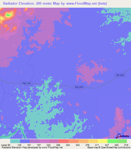 Radiador,Brazil Elevation Map