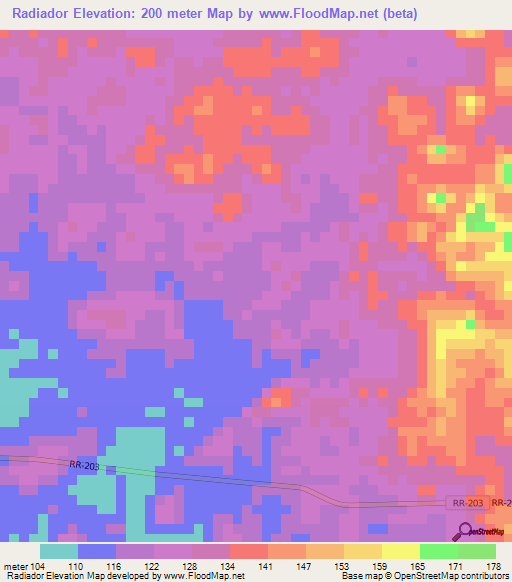 Radiador,Brazil Elevation Map