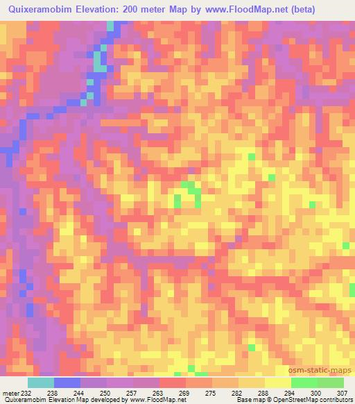 Quixeramobim,Brazil Elevation Map