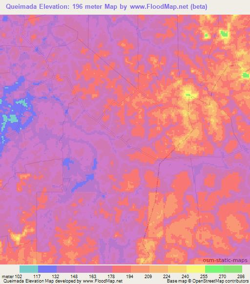 Queimada,Brazil Elevation Map