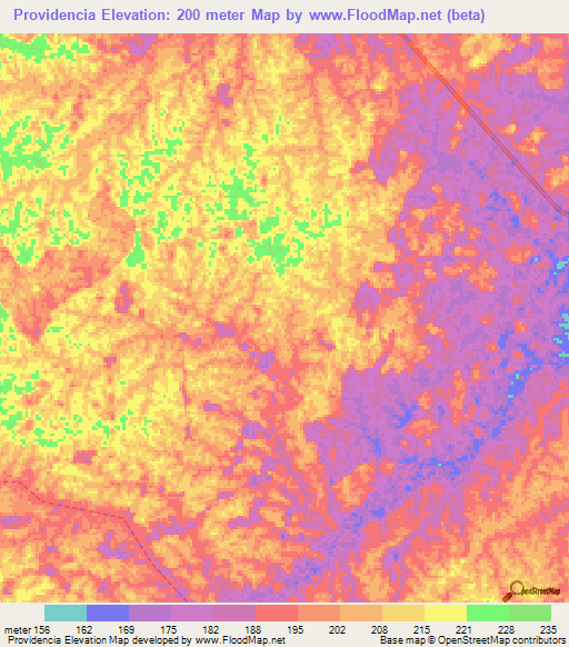 Providencia,Brazil Elevation Map