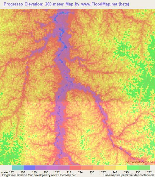 Progresso,Brazil Elevation Map