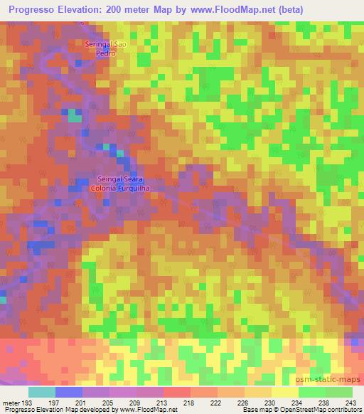 Progresso,Brazil Elevation Map