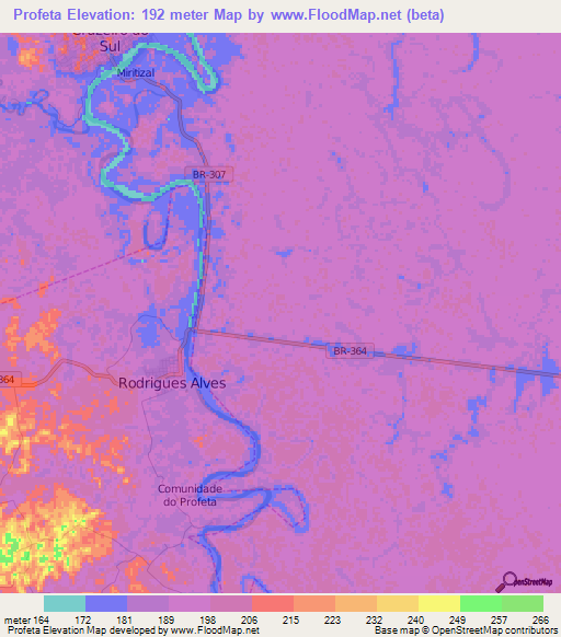 Profeta,Brazil Elevation Map