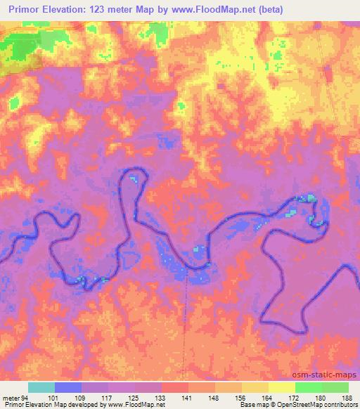 Primor,Brazil Elevation Map