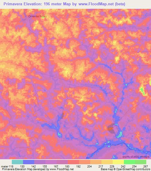 Primavera,Brazil Elevation Map