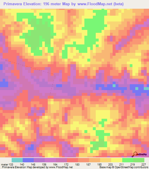 Primavera,Brazil Elevation Map