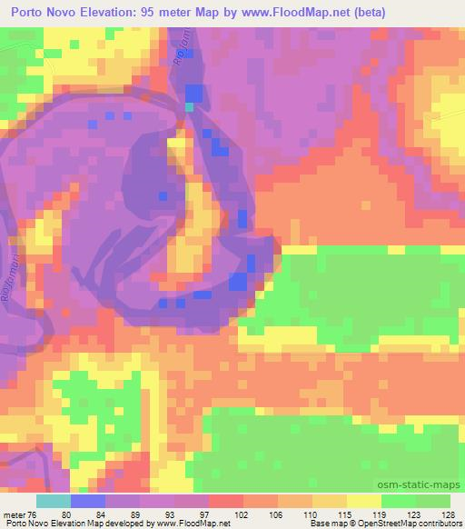 Porto Novo,Brazil Elevation Map