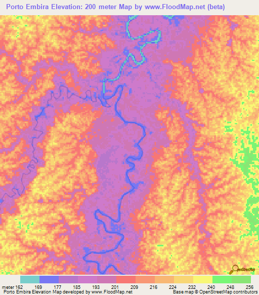 Porto Embira,Brazil Elevation Map