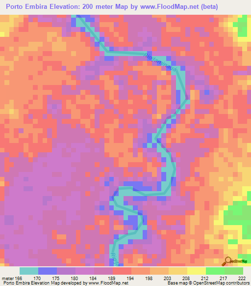 Porto Embira,Brazil Elevation Map