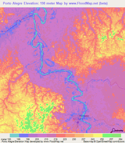 Porto Alegre,Brazil Elevation Map