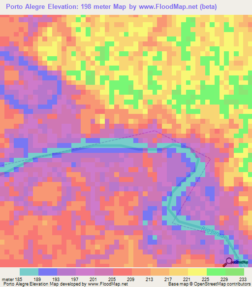 Porto Alegre,Brazil Elevation Map