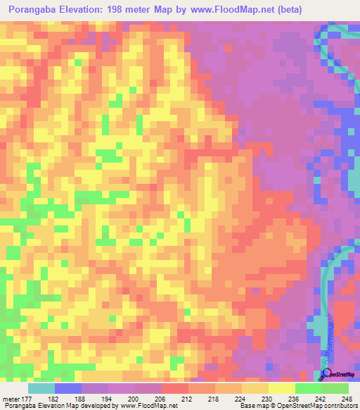 Porangaba,Brazil Elevation Map