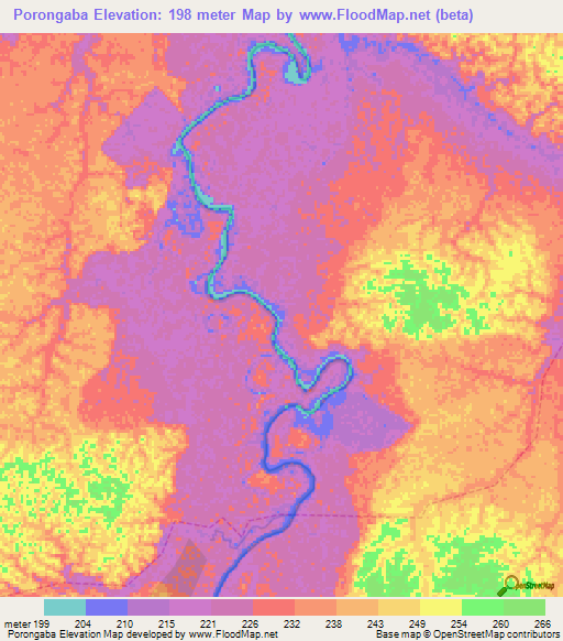 Porongaba,Brazil Elevation Map