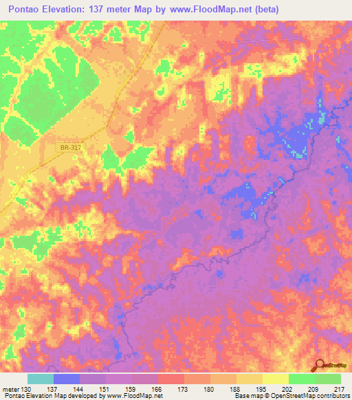 Pontao,Brazil Elevation Map