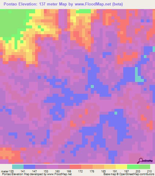 Pontao,Brazil Elevation Map